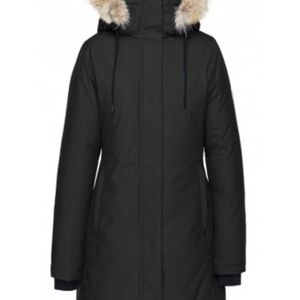 QUARTZ CO - GENIA Women's Black Hooded Parka with fur (size S)